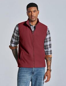 High Quality <b>Men's</b> <b>Burgundy</b> Sleeveless Full Zip Vest Stand Collar Lightweight Casual Outdoor Layering <b>Waistcoat</b> - Product Image 4