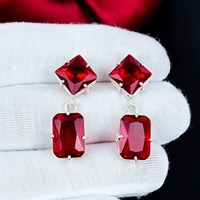Belle boucle d'oreille en grenat rouge, boucle d'oreille en argent sterling 925, boucle d'oreille faite à la main, boucle d'oreille antique, pierre précieuse en grenat rouge, cadeaux pour elle