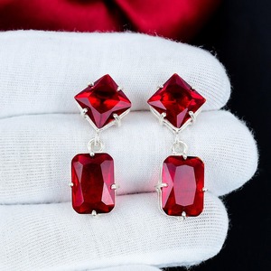 Beautiful <b>Red</b> Garnet <b>Earring</b>, 925 Sterling Silver <b>Earring</b>, Handmade <b>Earring</b>, Antique <b>Earring</b>, <b>Red</b> Garnet Gemstone, Gifts For har - Product Image 6