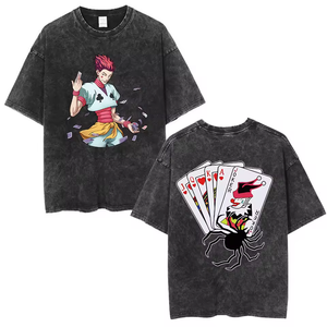 T-shirt Anime Hunter X Hunter Vintage Délavé Esthétique Y2K Unisexe Coupe Oversize Manches Courtes Été 100% Coton Brodé Formel - Product Image 2