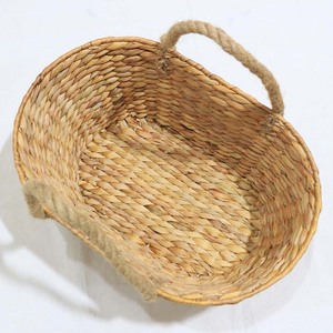 Water Hyacinth Rustic Oval <b>Basket</b> with <b>Jute</b> Rope Handles Eco-Friendly and Durable for Storage - Product Image 4