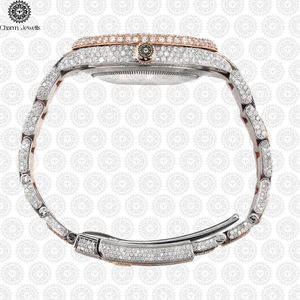 Charm_Jewells Women's Luxury Stainless Steel <b>Watch</b> Round Analog Quartz Dial Sapphire Crystal 40mm <b>Diamond</b> Accents Folding Clasp - Product Image 2