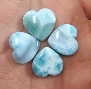พลอยลาริมาร์รูปหัวใจทรงคาโบชอง สีน้ำเงิน ขนาดมาตรฐาน สำหรับทำเครื่องประดับ พลอยหลวม คริสตัลบำบัด - Product Image 5