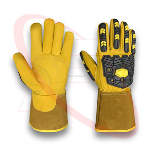 Gants de protection anti-impact non doublés pour conducteur en cuir de chèvre Gants de sécurité pour soudeur dans Keystone Thumb Styled TPR - Product Image 1