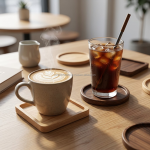 Juego de Posavasos Rústicos de Madera de 4 Pulgadas al por Mayor, Posavasos Ecológicos de Madera Maciza para Cafeterías, Bares, Protección de Mesas, Venta al por Mayor - Product Image 5