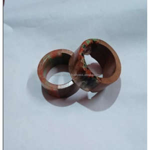 Anneaux de serviette en bois en forme de tambour avec découpes linéaires |   Supports rustiques faits à la main pour une décoration élégante de table et d'événements - Product Image 2