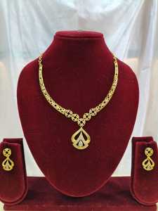 Indian 18K Gold Plated Brass Women's Trendy Lock Design Micro Insert Necklace <b>Set</b> Engagement Wedding Party Anniversary Jewelry - Product Image 5