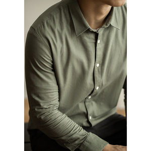 Chemises habillées à manches longues pour hommes en lin 100% de luxe, personnalisables avec logo, boutonnées, respirantes, décontractées, anti-boulochage, pour l'été – Vente en gros - Product Image 3