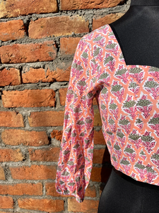 Blusa de Algodón Estampada a Mano para Mujer, Top de Verano con Cuello en V y Bordado, Estilo Casual para Fiesta - Product Image 2