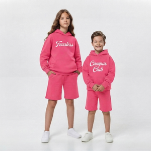 Wholesale High Quality Kids Hoodie Set <b>Red</b> Cotton Sweatshirt Shorts Casual Outfit Unisex Autumn Wear Tracksuit - Product Image 3
