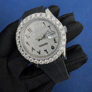 Montre de luxe bicolore en acier inoxydable avec diamants Moissanite VVS1, calendrier automatique, en gros et à prix abordable - Product Image 4