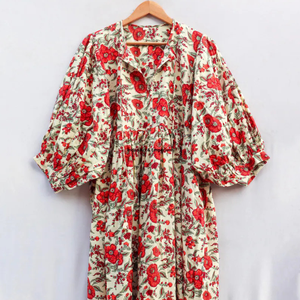 Beautiful floral Cotton <b>Block</b> <b>Printed</b> dress Dress For Casual wear Hand <b>Block</b> <b>Printed</b> Dress - Product Image 5