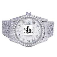 Saphirglas Quarz-Legierung Armbanduhr 48mm D-Farbe VVS1 Moissanit Diamant Luxus Wasserdichte Uhr
