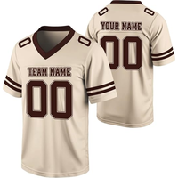 Maillot de football américain unisexe personnalisé pour homme, col en V, manches courtes, imprimé par sublimation, nom et numéro de l'équipe, respirant, coupe classique