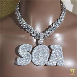 Collar Personalizado con Nombre MFO, Diamante Moissanita, Estilo Hip Hop, Cadena Cubana con Incrustaciones de Diamantes - Product Image 4