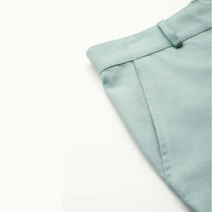 Pantalones Cargo de Cintura Alta para Mujer, Color Verde Menta Sólido, Lona Informal, Largo hasta el Tobillo, con Bolsillos, Corte Holgado, Estilo Primavera - Product Image 6