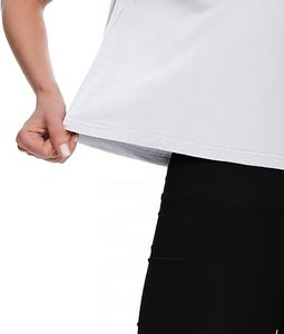 Women's White Gym <b>Cropped</b> T-Shirt Short Sleeve Crew Neck Workout Solid Color Knitted Cotton <b>Top</b> - Product Image 4