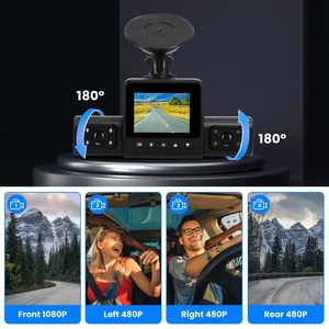 Dash Cam a 4 Canali con Visione a 360 Gradi, FHD 1080P Anteriore e 480P Posteriore, Visione Notturna IR Sinistra e Destra con Registrazione in Loop - Product Image 3