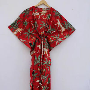 Vestido Kaftán Informal de Verano con Estampado Floral Tropical, sin Mangas, de Algodón, para Mujer, Ropa de Playa, Estilo Asia Pacífico - Product Image 1