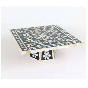 Support à gâteau carré et assiette à motif floral de haute qualité, incrustation d'os, fait à la main, présentoir à dessert décoratif, prix de gros - Product Image 3