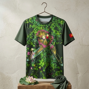เสื้อยืดเวียดนามสวยงามแบบกำหนดเอง รับผลิตเสื้อผ้าฝ้ายขายส่งแบบ OEM ODM - Product Image 1
