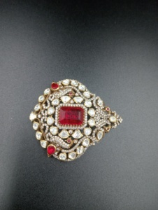 Collier pendentif en argent plaqué or sur le thème de l'éléphant avec pierre doublette rouge et pierre polki blanche pour femme, bijoux de mariage faits à la main - Product Image 6
