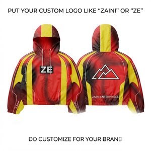 Premium 100GSM Polyester Windbreaker <b>Jacket</b> <b>Red</b> Yellow Custom Logo Outdoor <b>Waterproof</b> Breathable Winter Men's High Street Style - Product Image 1