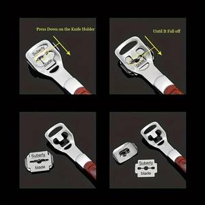 เครื่องมือขัดหนังกำพร้าเท้าสแตนเลส, ใบมีดสำรอง 10 ใบ, ตะไบขัดเท้าไร้กลิ่นสำหรับดูแลเท้าให้เรียบเนียน - Product Image 4