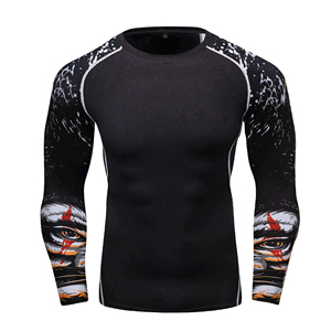 Vente en gros de rashguards pour hommes - Polyester/nylon léger et écologique, séchage rapide, respirant, manches longues, vêtements d'entraînement MMA, OEM - Product Image 3