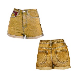 Shorts de Mezclilla para Mujer, Cintura Alta, Lavado a la Piedra, Resistentes al Viento, de Secado Rápido, Impermeables, Casuales, Estilo Vintage, Corte Recto, Algodón, Azul - Product Image 2
