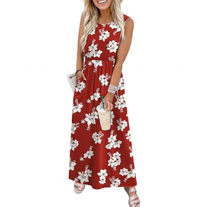 Robes d'été WIHOLL pour femmes 2026 – Robes longues et fluides sans manches coupe trapèze avec poches - Product Image 2