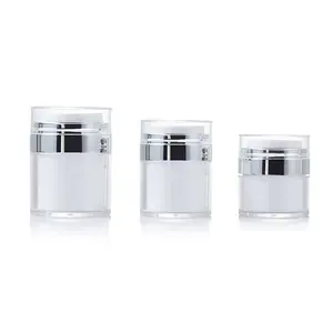 Free Sample 15g 30g 50g Acrylic White And Silver Cosmetic Cream Airless Jar Colored Contacts Sample Free Shipping