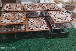 Lujo estilo árabe Eid Ramadán regalos madera madre perla incrustaciones tapa conjunto acrílico cajas vidrio India RF artesanía almacenamiento de alimentos - Product Image 5