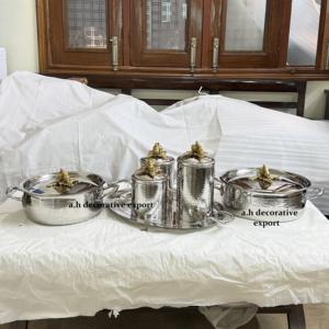 Juego de Utensilios de Cocina Decorativos con Acabado Plateado Moderno, Ollas, Recipientes y Bandejas de Acero Inoxidable para Bodas y Decoración del Hogar - Product Image 4