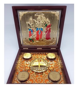 Jai Shree Krishna <b>Arts</b> Gold Plated Stainless Steel Ram Darbar Statue Handmade <b>Art</b> Decor Religious Idol Birthday Diwali Carved - Product Image 1