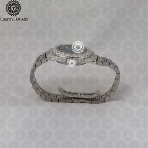 Charm_Jewells Luxury Stainless Steel Round Mechanical <b>Watch</b> Analog Dial Sapphire Crystal <b>Diamond</b> Bezel Folding Clasp Women - Product Image 4