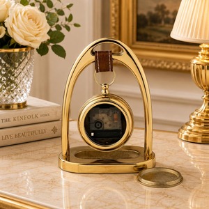 Reloj de Escritorio Moderno de Latón, Forma Circular, Movimiento de Cuarzo, Silencioso, Sin Tictac, con Sonido de Campana a las Horas, Funciona con Batería - Product Image 4
