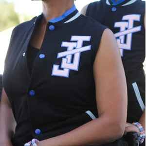 Chaleco Varsity para Mujer Jack and Jill con Parche de Chenilla, Botones a Presión, Sin Mangas, Informal, a la Moda, Prenda Exterior Femenina - Product Image 3