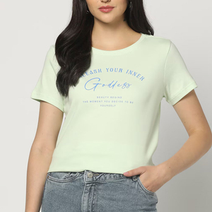 T-shirt femme coupe décontractée, vêtements d'usine, t-shirt femme en mélange de coton, fabricant, t-shirt femme personnalisé pour l'été - Product Image 1