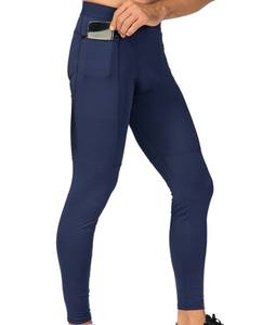 Men's Breathable Elastic Waist Fitness Compression Athletic <b>Leggings</b> with Zipper Pocket Wholesale Solid <b>Pattern</b> - Product Image 5