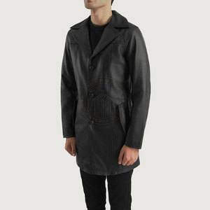 Manteau trench élégant pour homme en cuir véritable de qualité supérieure, tissu léger et écologique, construction durable, allure élégante - Product Image 2