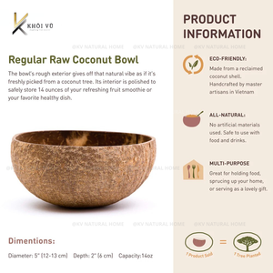 Artisanat vietnamien 100% écologique, couleur naturelle, bol vintage bohème en coquille de noix de coco brute pour servir les aliments - Product Image 3