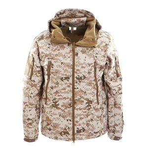 Mens Winter Finished Zipper Softshell Windbreaker Tactical <b>Waterproof</b> Jacket <b>Plus</b> <b>Size</b> Hooded <b>Coat</b> Camouflage Bomber Fleece - Product Image 5