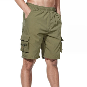 Shorts cargo gris clair pour homme, taille mi-haute, élastique, séchage rapide, tissu Oxford, décontractés, avec poches - Product Image 2