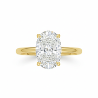 Bague de fiançailles solitaire ovale en or jaune 9 carats plaqué or, diamant de laboratoire, certifiée IGI, cadeau de mariage moderne pour femme, ANIVA