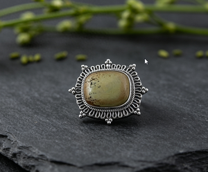925artpalace Glamour <b>Picture</b> Jasper Gemstone Silver Brooch Superior - Product Image 1