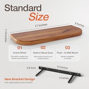 Estante de Pared Industrial de Madera de Acacia con Soporte Metálico - Gris Envejecido - Product Image 3