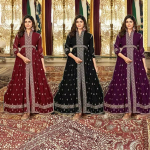 Designer élégant moderne indien tenue pour adultes semi-cousu hiver Sherwani lourd Georgette Santoon mousseline de soie Salwar Kameez - Product Image 1