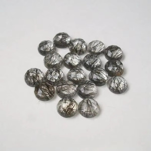 6mm Naturel Noir Rutile Quartz Rose Cut Cabochons Rond Certifié Pierre Fabricant Haute Qualité Pierres Précieuses En Vrac À Vendre - Product Image 1