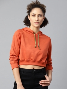 Sudadera con capucha para mujer, color sólido, manga larga, de punto, de algodón, para otoño - Product Image 1